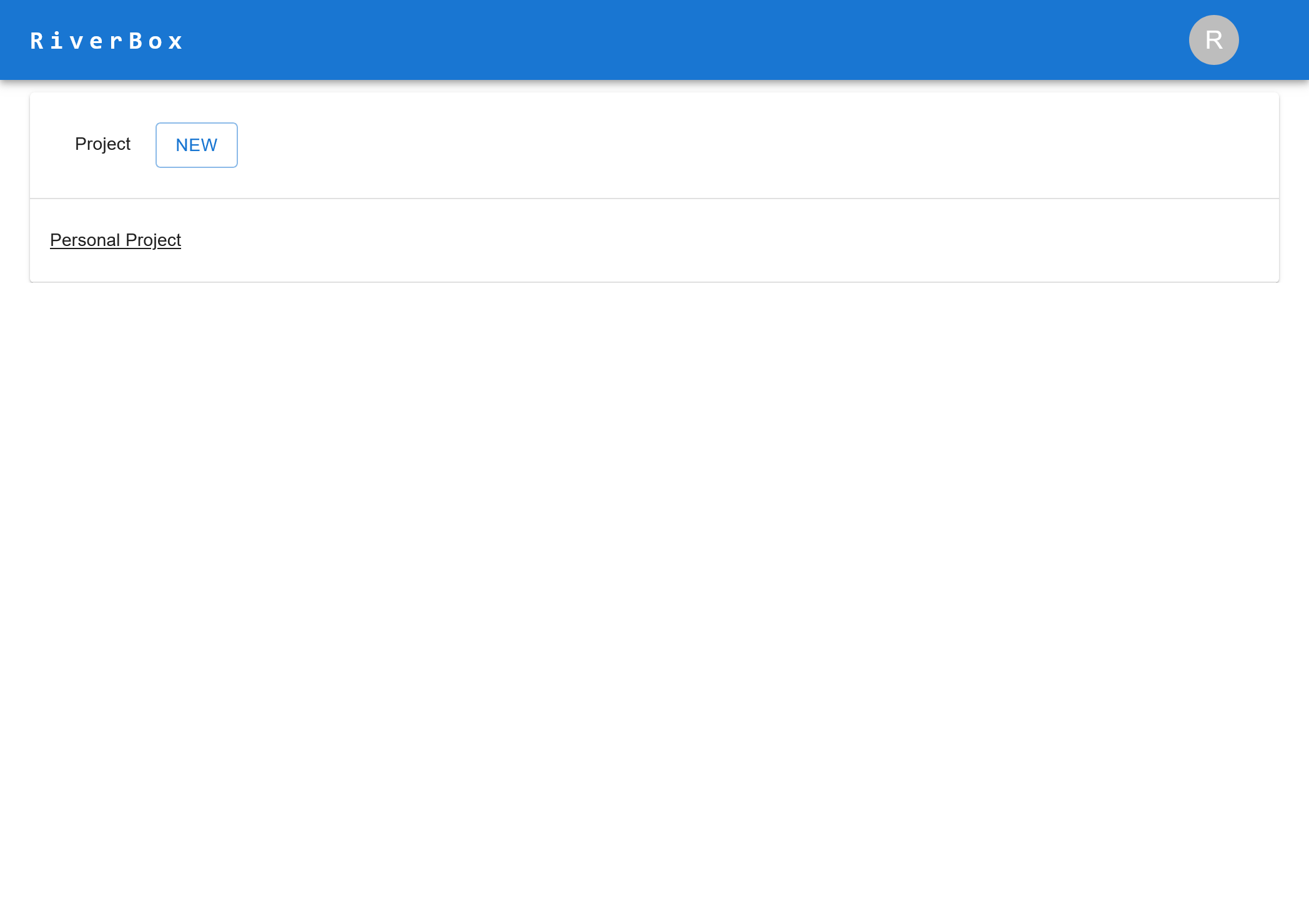 Projects page with one project